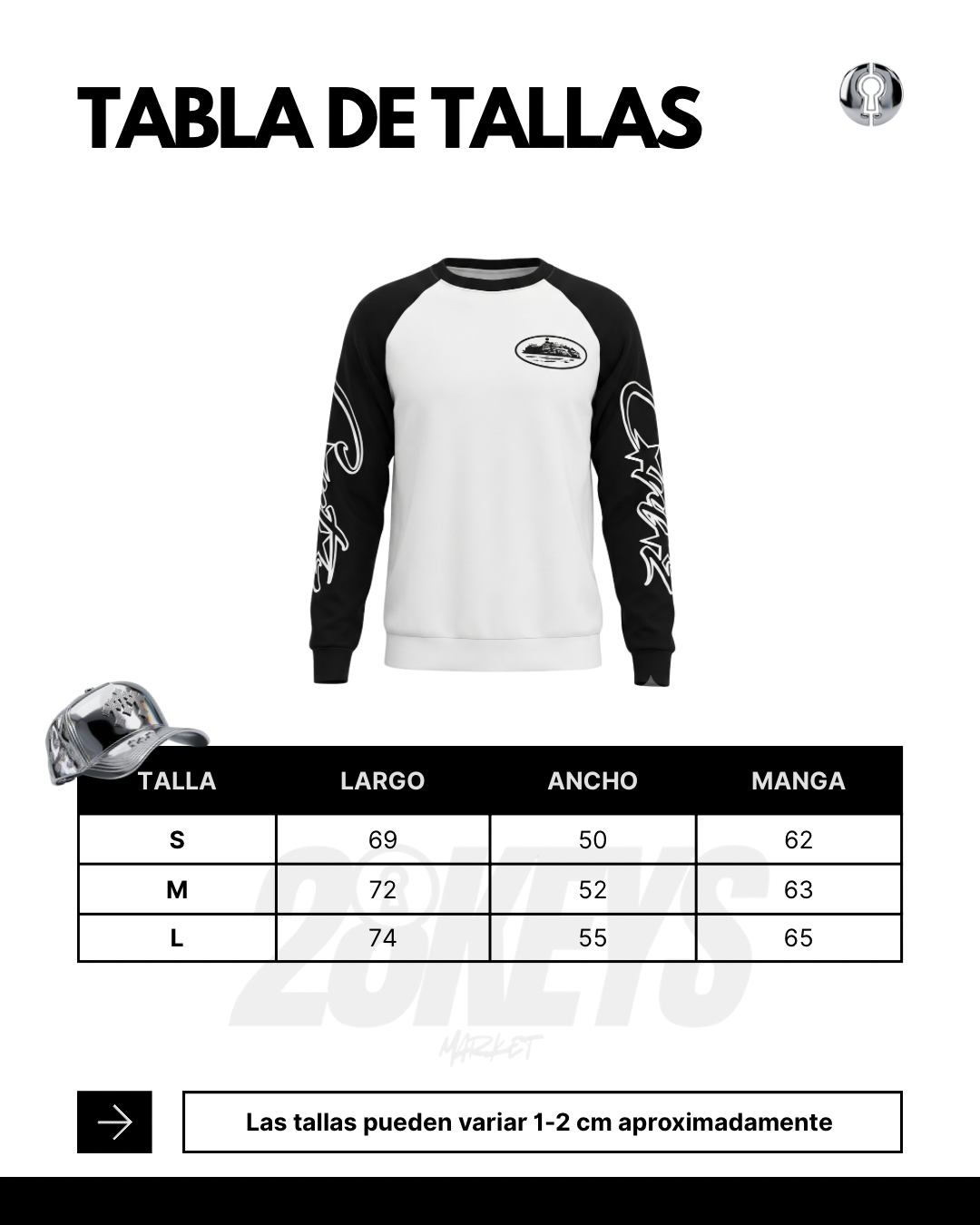 Polera Corteiz manga larga Negra