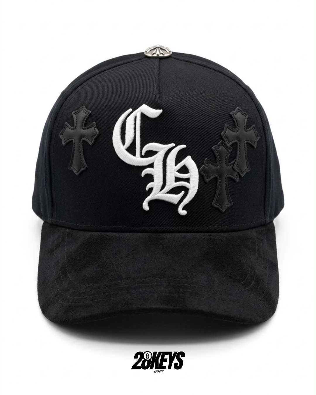 Gorro chrome hearts curvo gamuza
