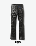 Jeans purple flared eco cuero
