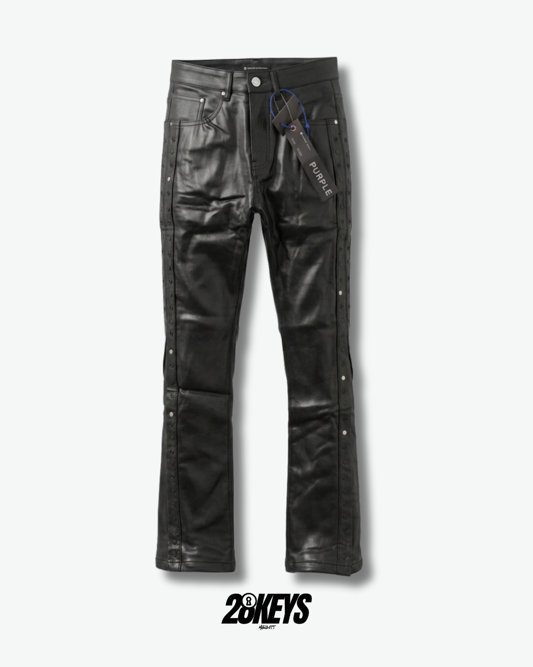 Jeans purple flared eco cuero