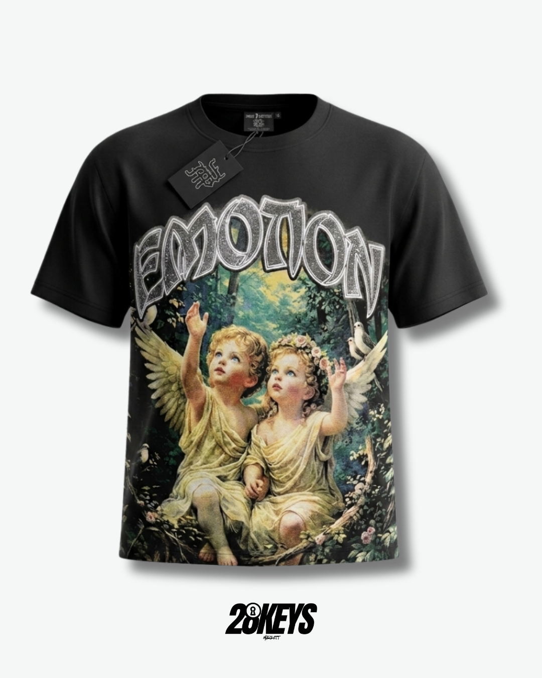 Polera mixed Emotion “Ángeles” negra