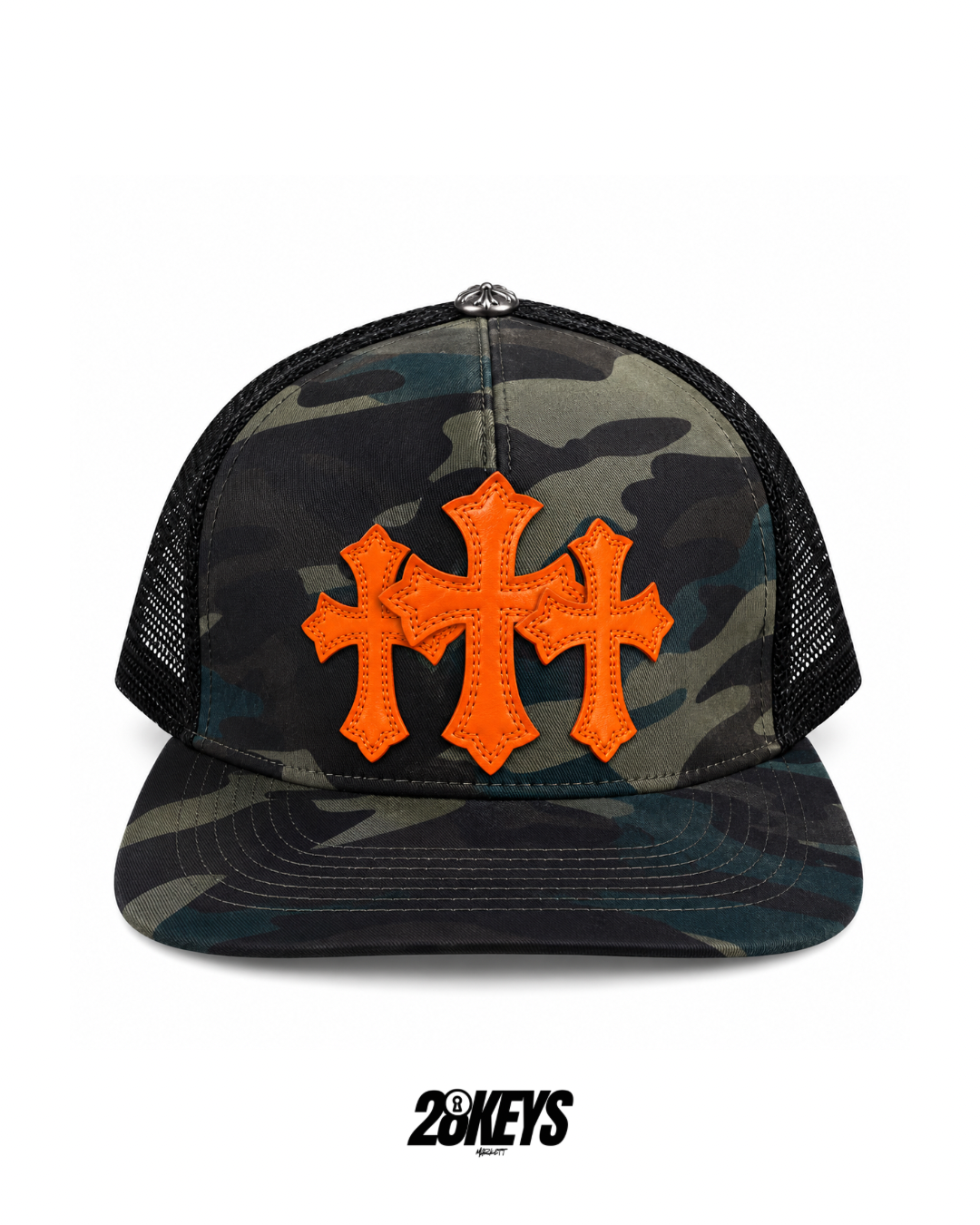 Gorro Chrome hearts militar  “cruz naranja” plano