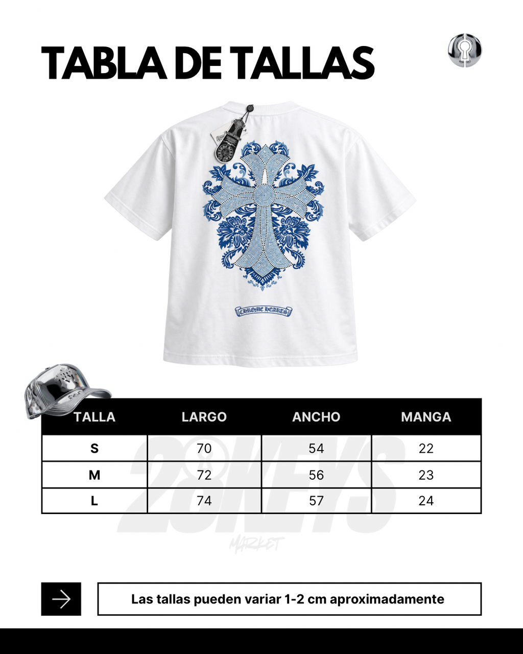 Polera Chrome hearts “white” brillos