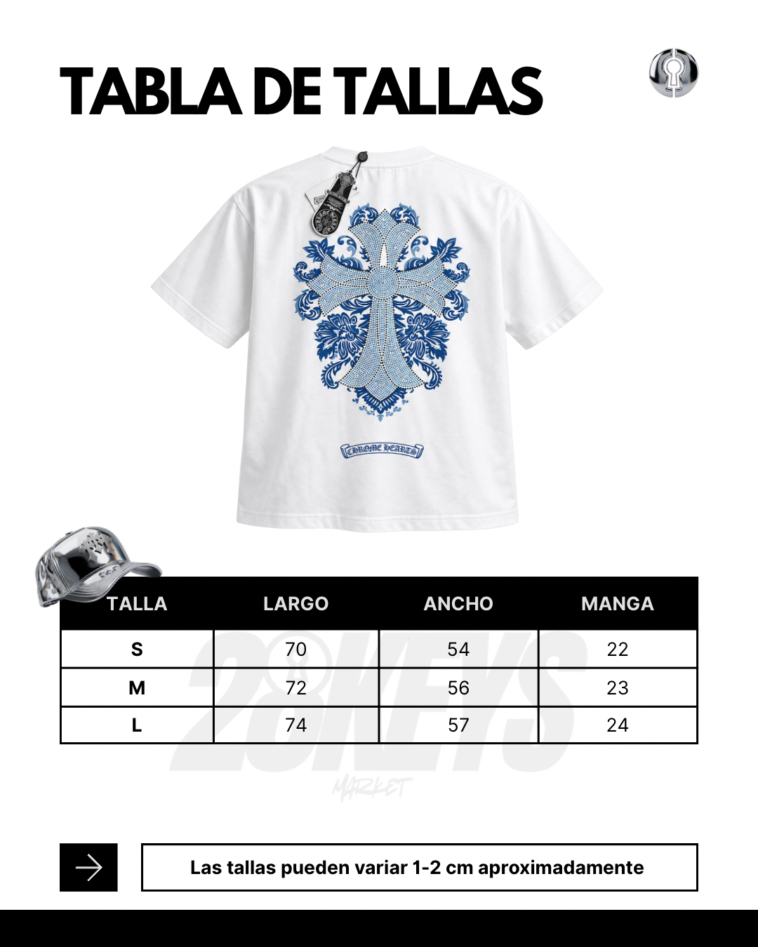 Polera Chrome hearts “white” brillos