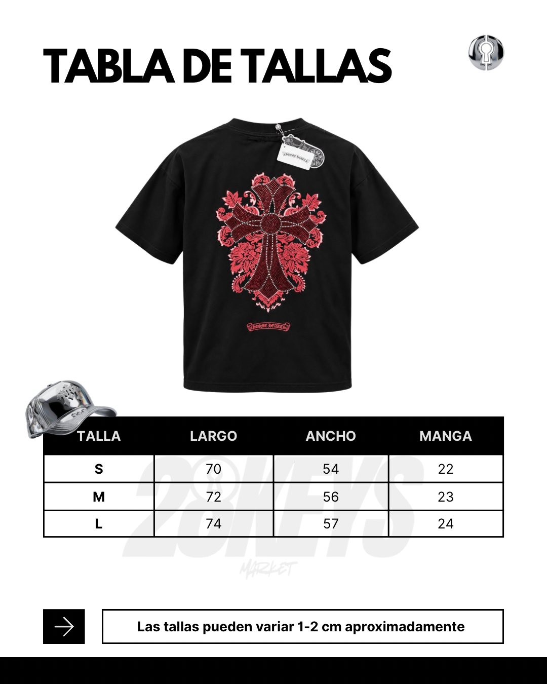 Polera Chrome hearts piedreria “Red”