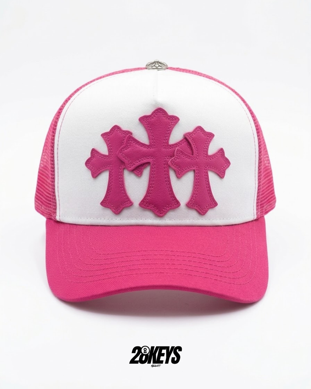 Gorro chrome hearts curvo fucsia