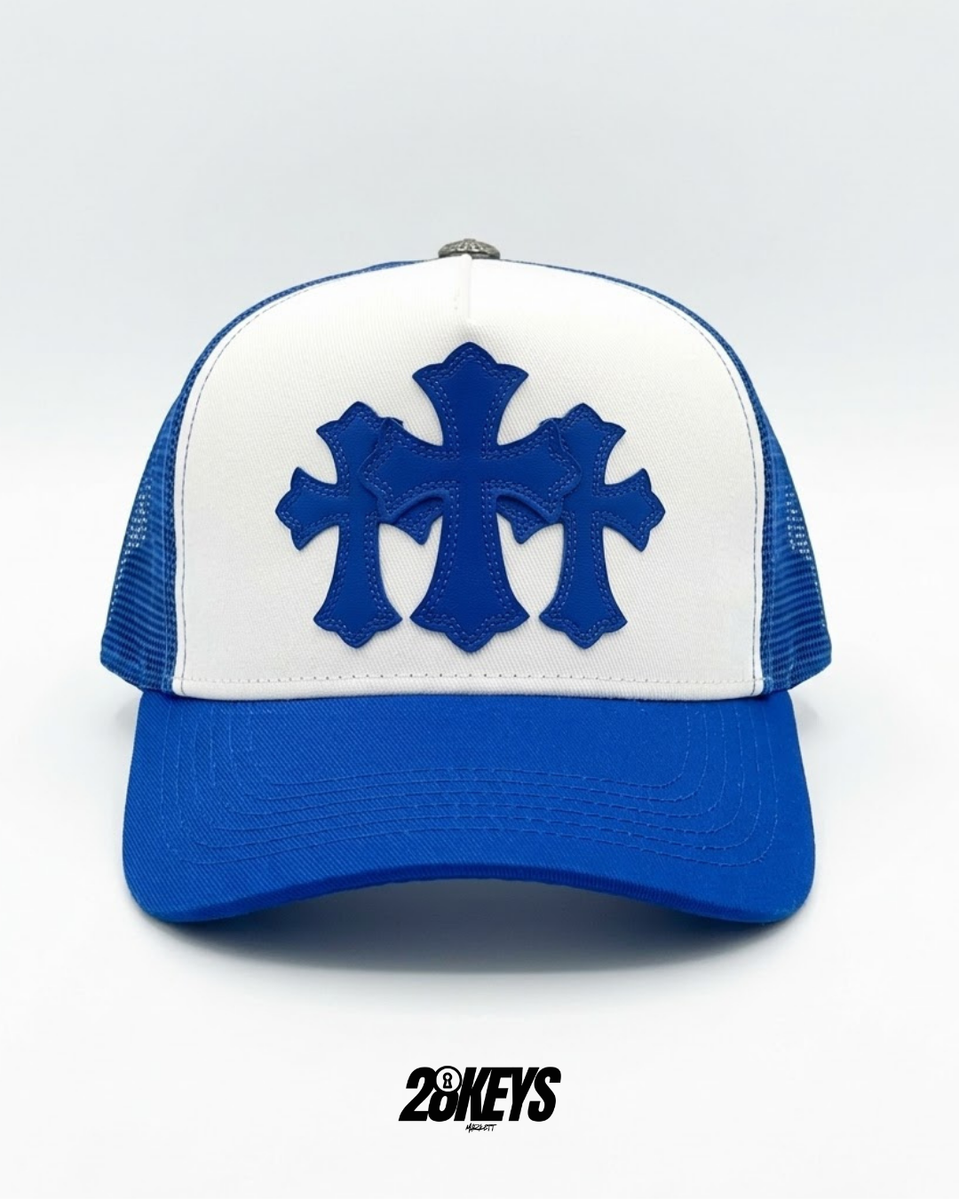Gorro chrome hearts curvo azul