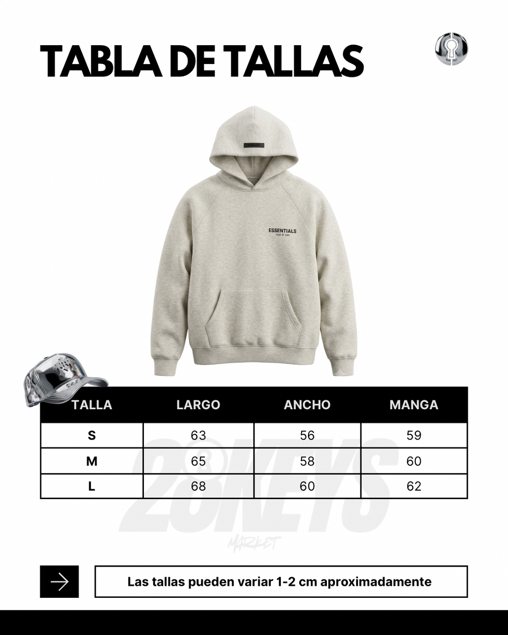 Hoodie Essentials Crema/Gris