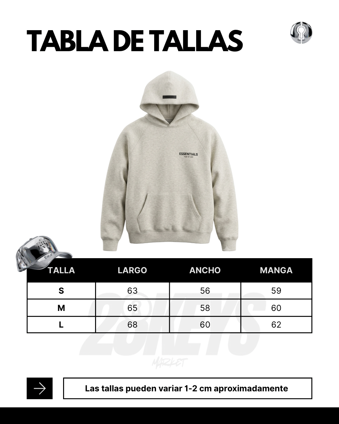 Hoodie Essentials Crema/Gris