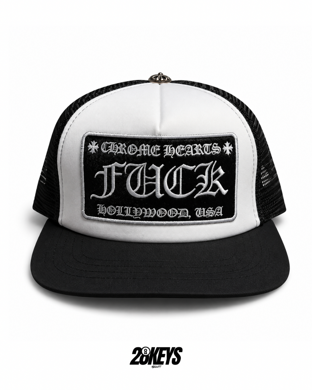 Gorro Chrome hearts white/black “Fxck” plano
