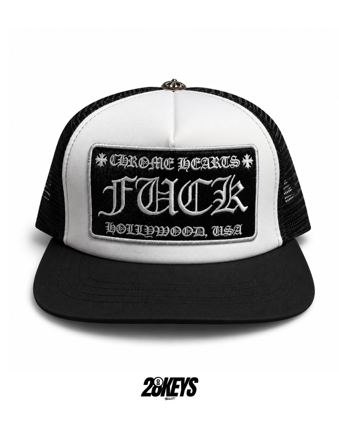 Gorro Chrome hearts white/black “Fxck” plano
