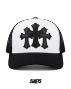 Gorro chrome hearts curvo negro/blanco