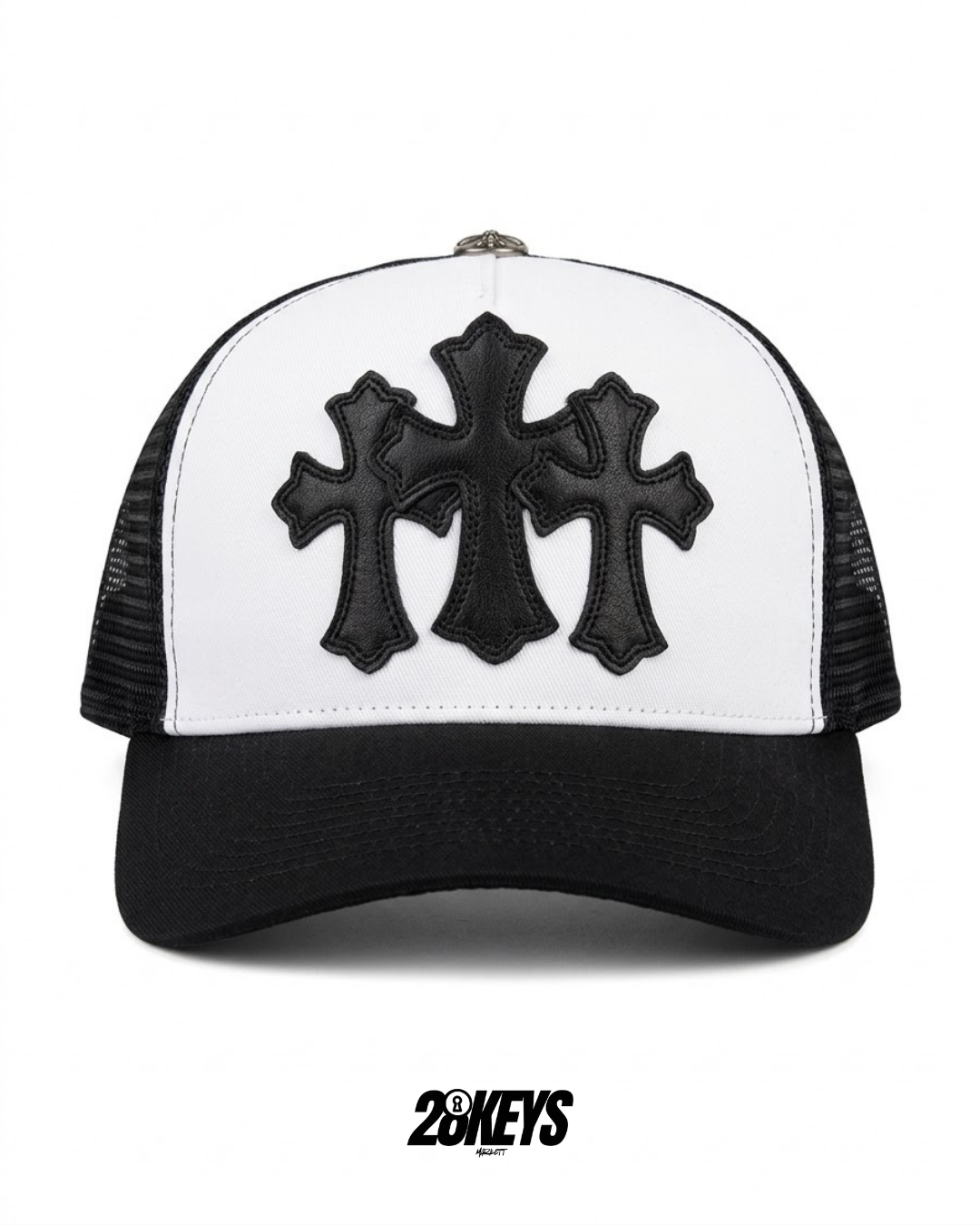Gorro chrome hearts curvo negro/blanco