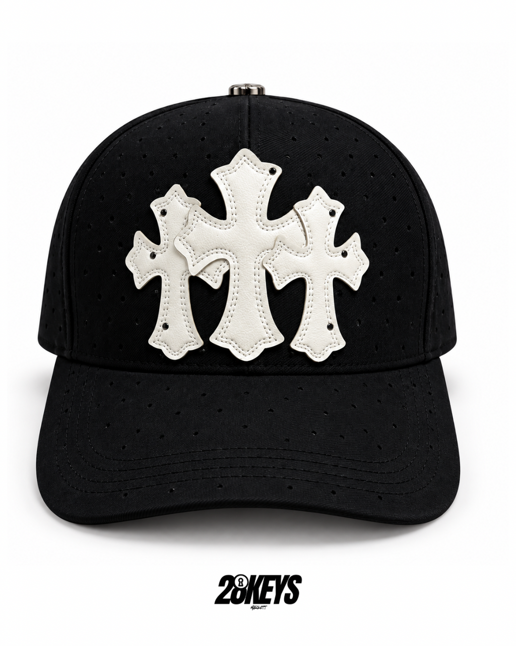 Gorro chrome hearts curvo full brillos triple cruz