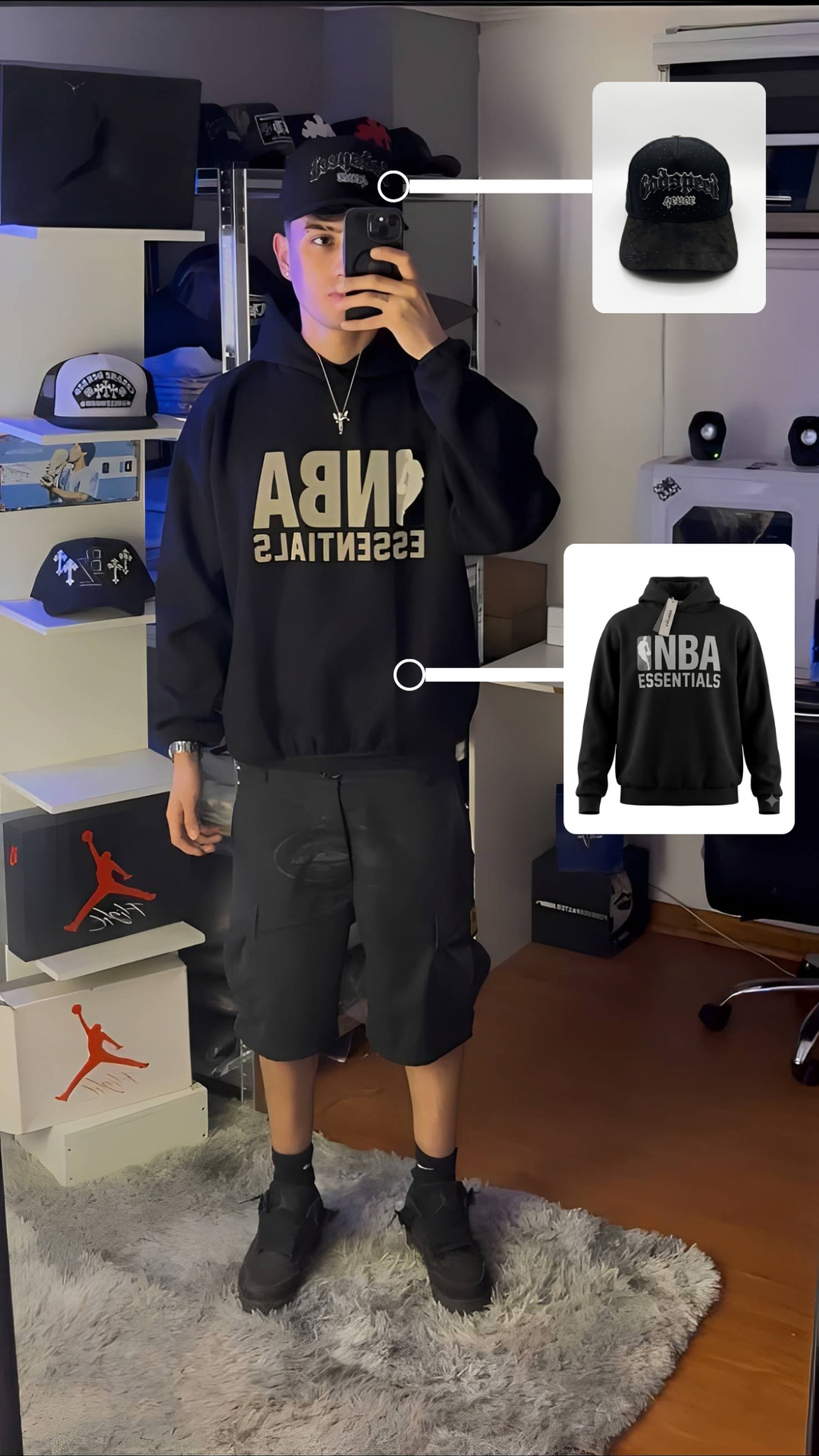 Hoodie essentials Nba negro
