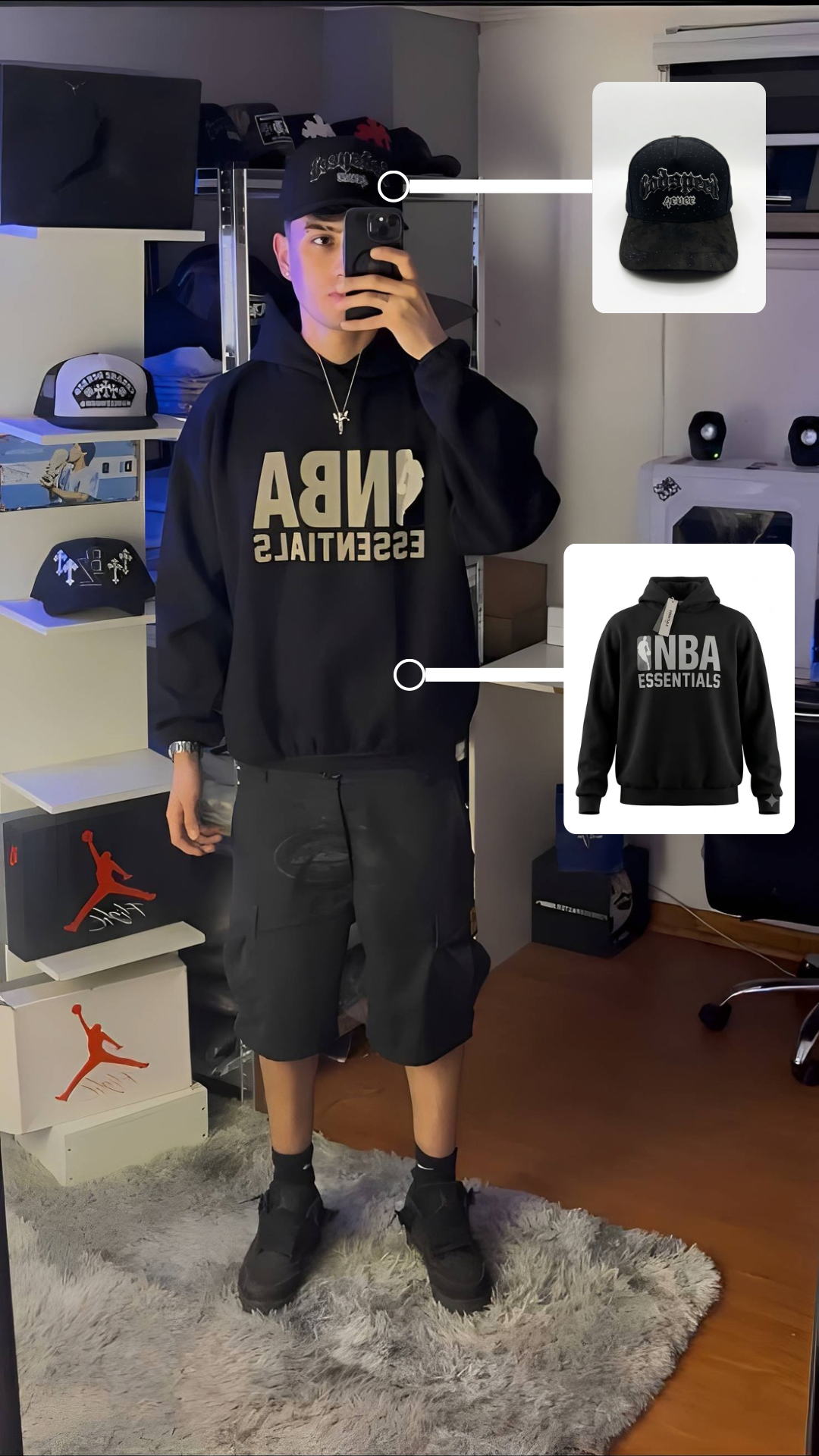 Hoodie essentials Nba negro