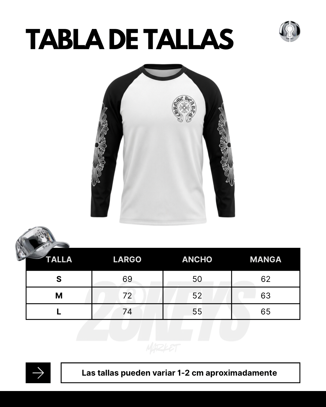 Polera Chrome Hearts Manga larga