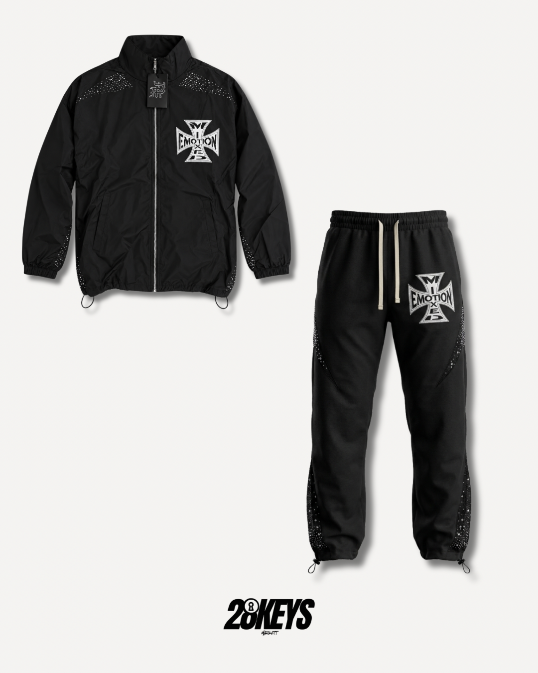 Conjunto mixed emotion Buzo cortaviento brillos