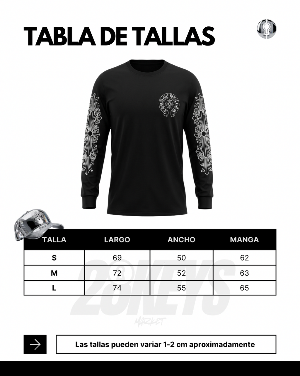 Polera Chrome Hearts Manga larga