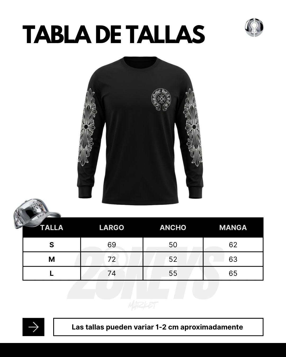 Polera Chrome Hearts Manga larga