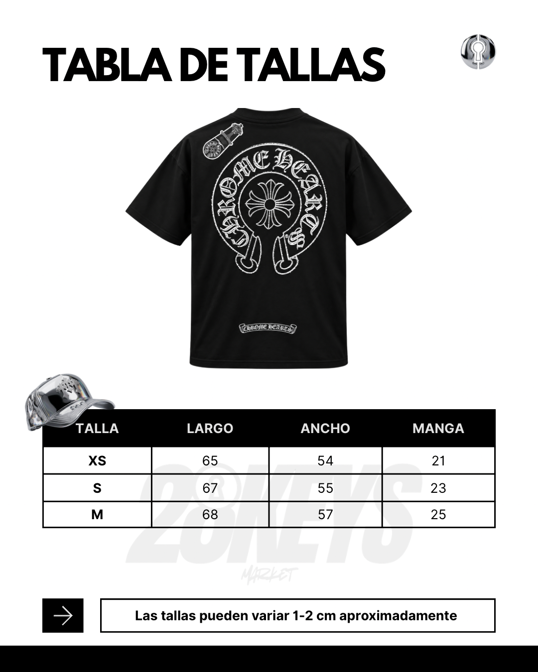 Polera Chrome hearts black full brillos