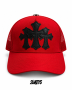 Gorro chrome hearts rojo triple cruz