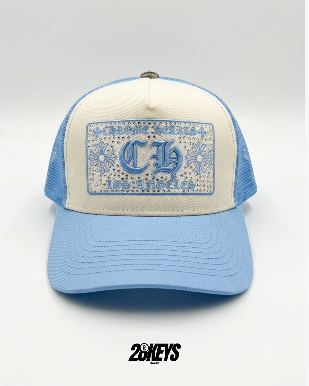 Gorro chrome hearts celeste big logo