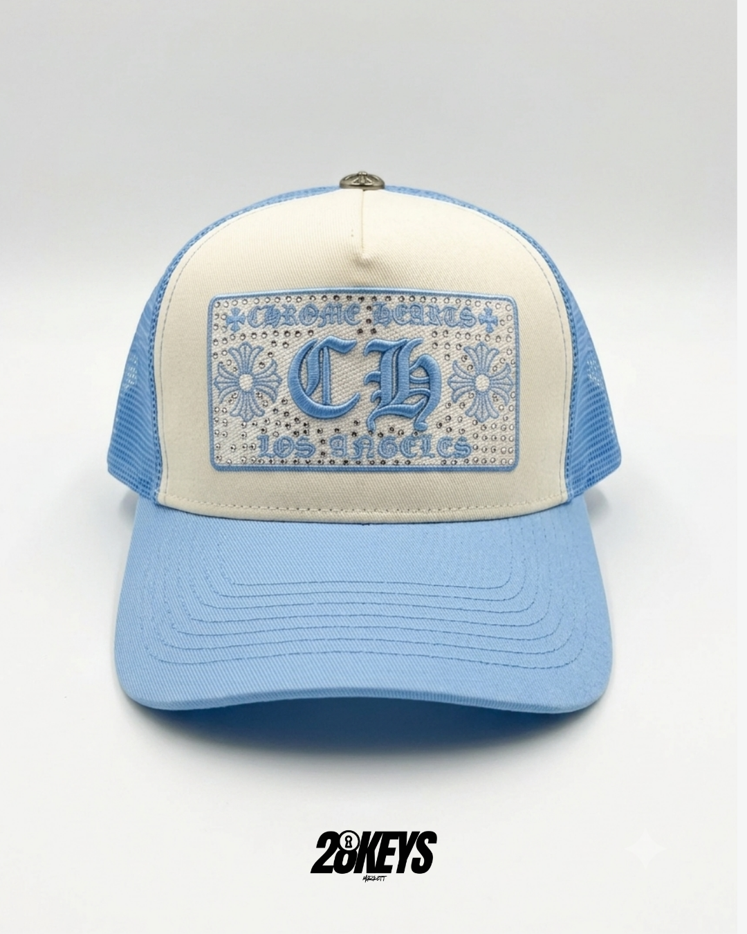 Gorro chrome hearts celeste big logo