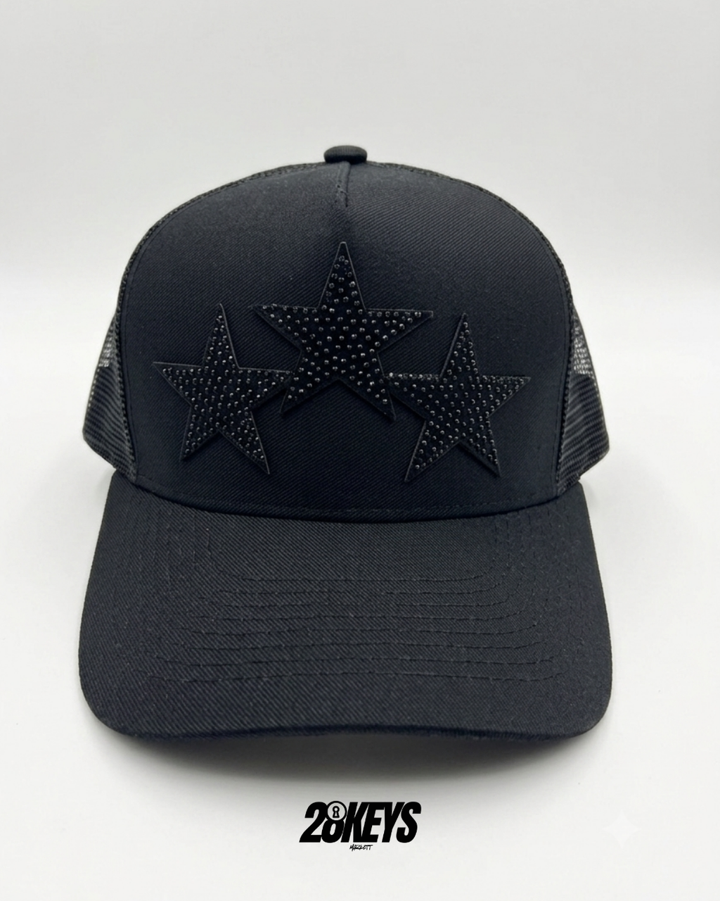 Gorro triple black estrellas con brillos