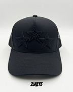 Gorro triple black estrellas con brillos