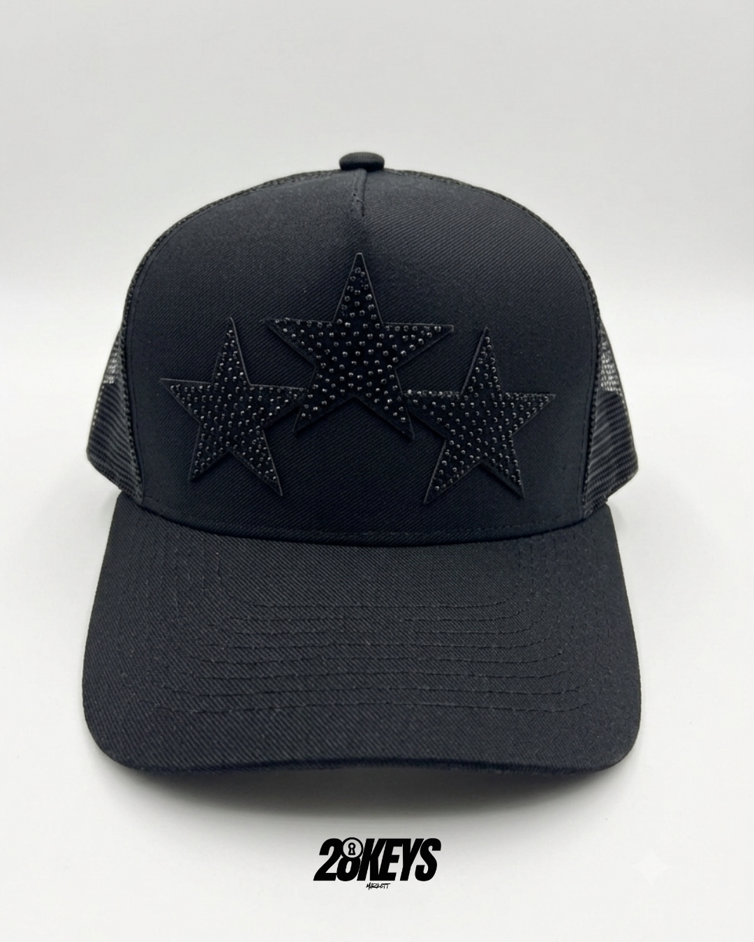 Gorro triple black estrellas con brillos