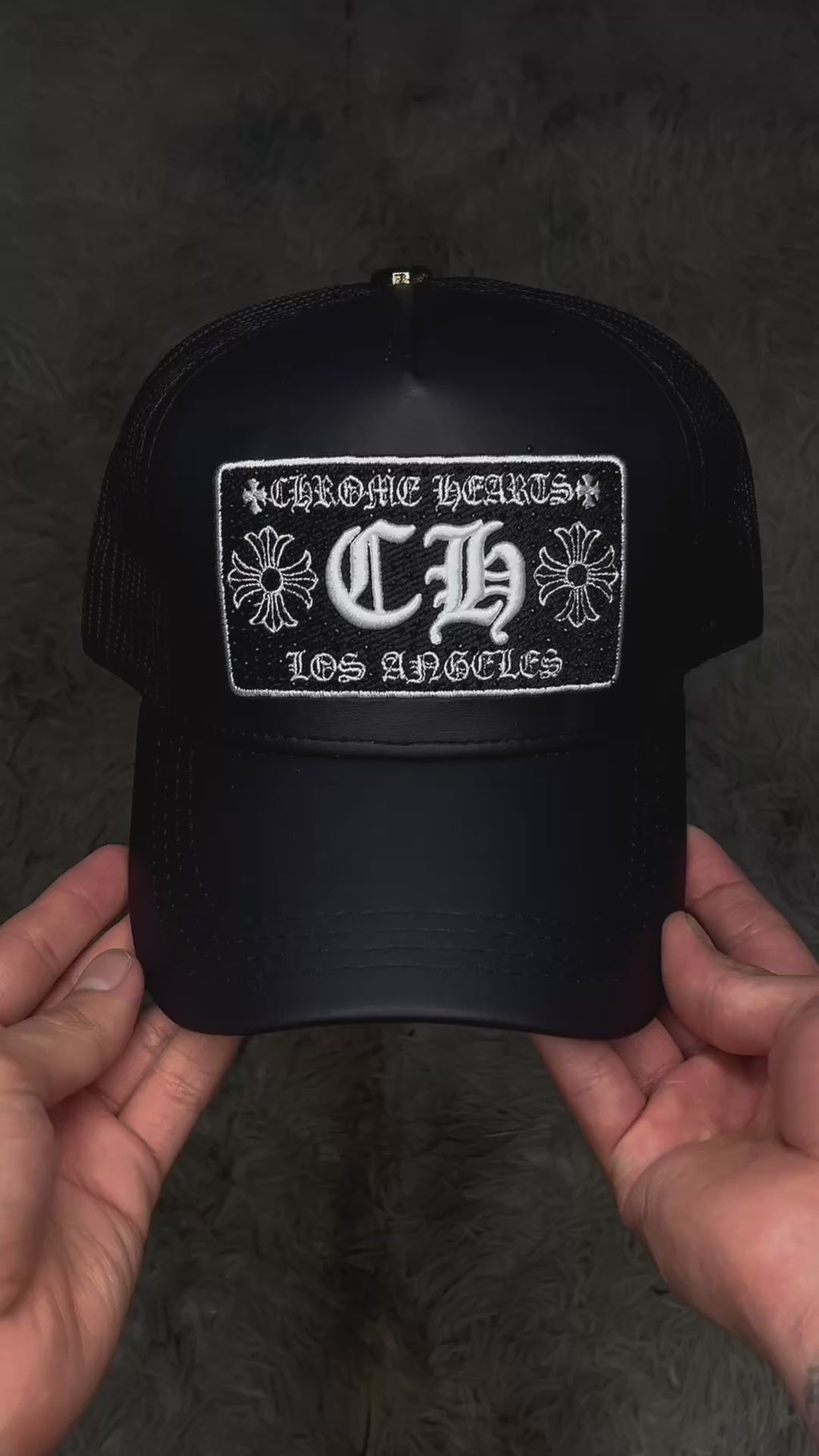 Gorro chrome hearts cuero ajustable