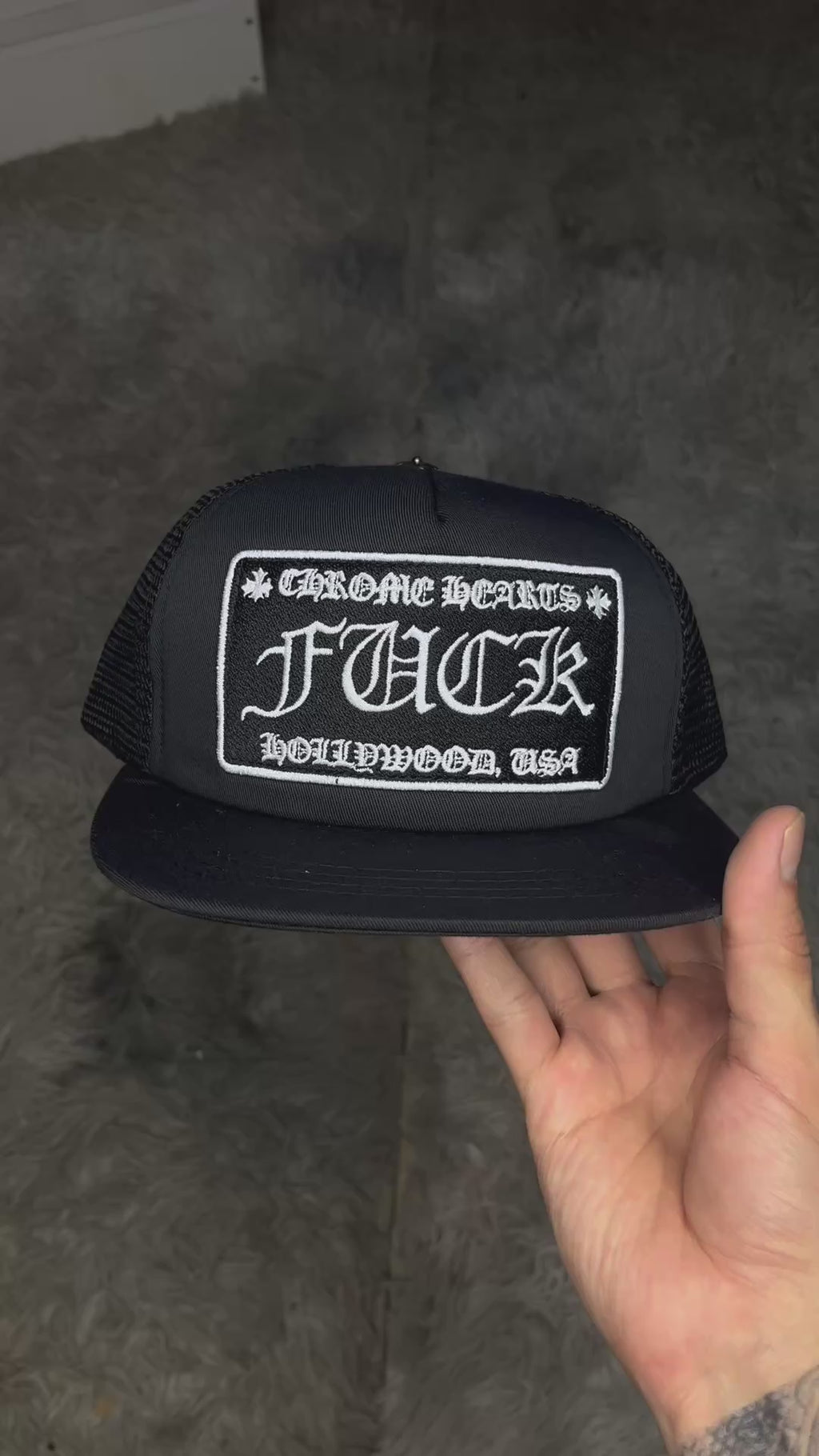 Gorro Chrome hearts triple black big logo plano